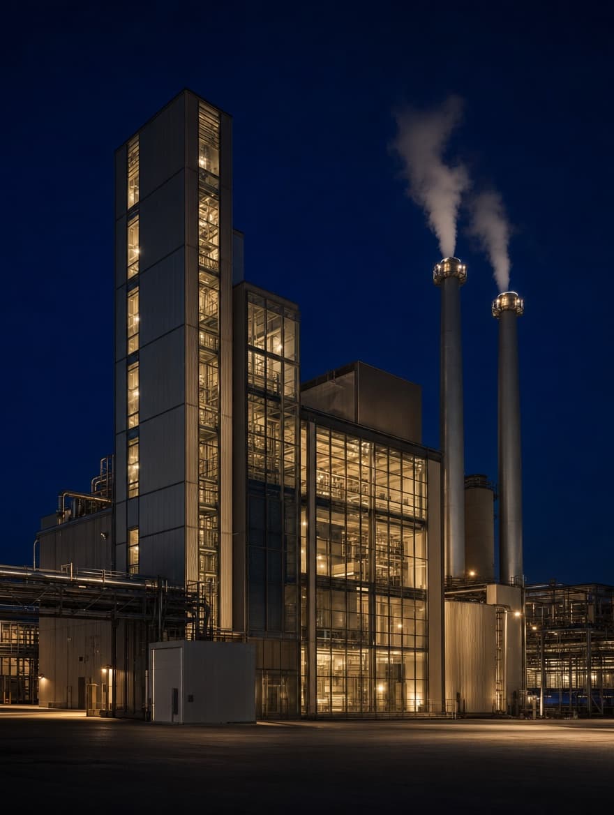 Site industriel moderne aux tours d'acier — secteur industriel