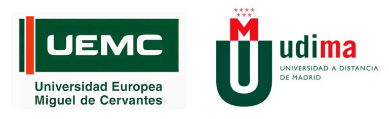 Logos UEMC Universidad Europea Miguel de Cervantes y UDIMA Universidad a Distancia de Madrid